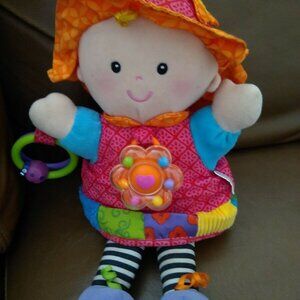 Lamaze Blue Clip & Go My Friend 10" Plush Doll Rattle Crinkle Texture Sensory us